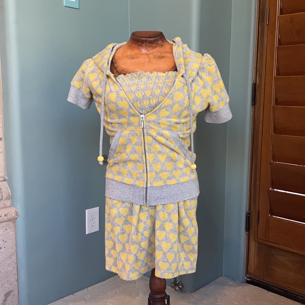Juicy Couture 2-piece terry cloth mini dress and matching short sleeve hoodie